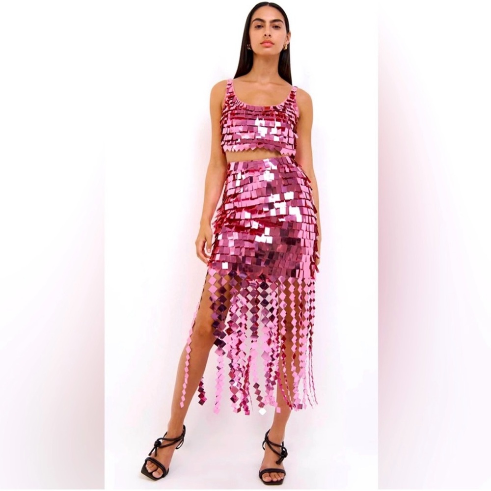 Jonathan Simkhai tank and skirt.